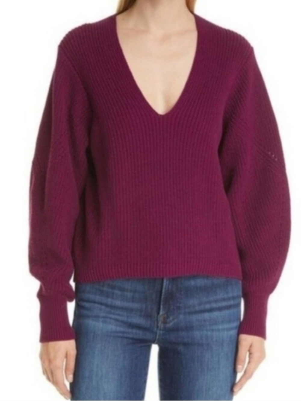 La Ligne • Eva Cotton V-Neck Ribbed Knit Sweater